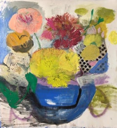 Big Flowers- Acrylic Paint, Canvas, Graphite, Oil Crayon, Oil Paint, Pastel