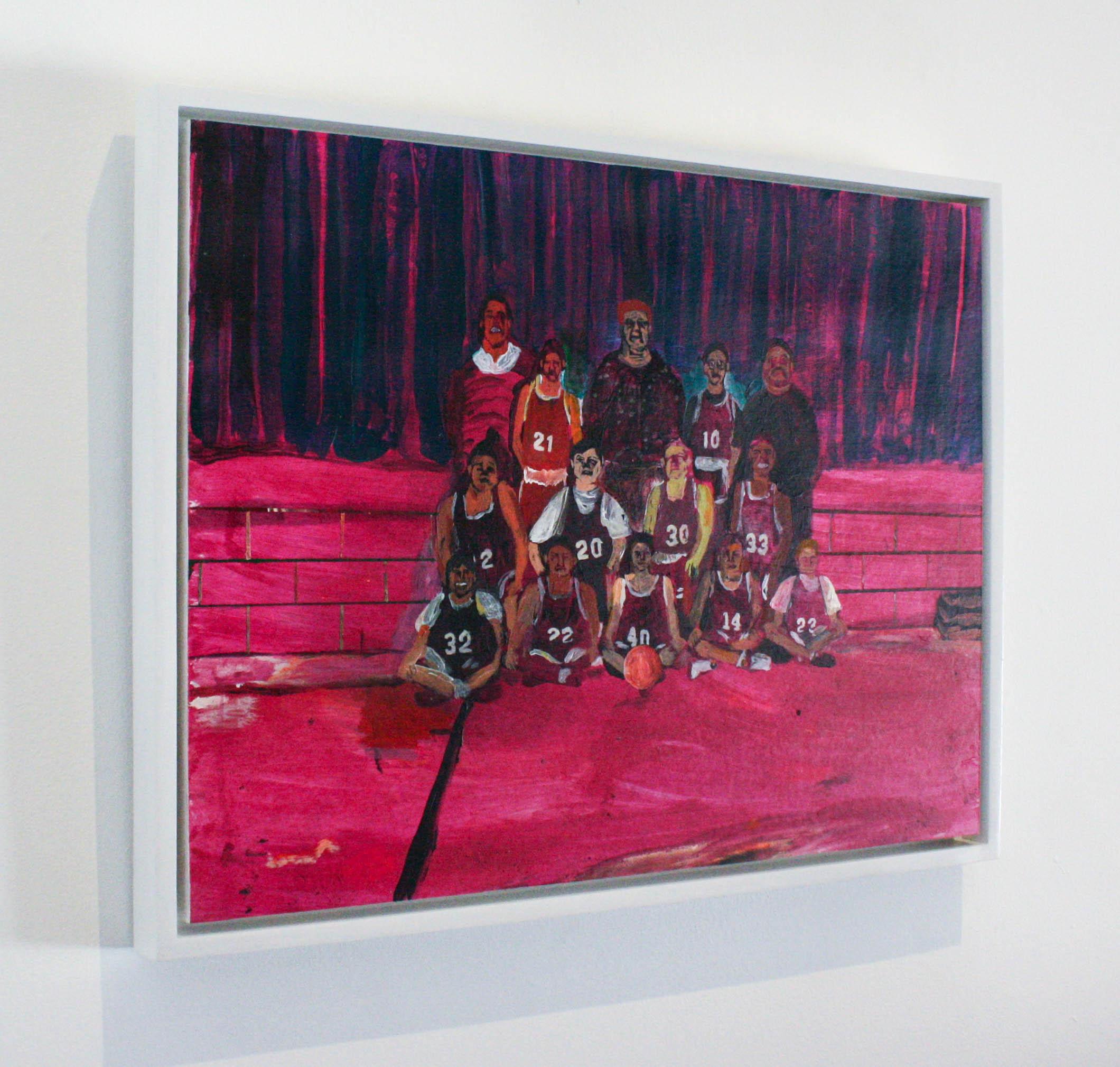 Crabbe Tigers- Acrylic Paint, Board, Pink, Sports, Figure, Portrait, Basketball - Painting by John Paul Kesling