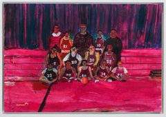 Crabbe Tigers- Acrylic Paint, Board, Pink, Sports, Figure, Portrait, Basketball