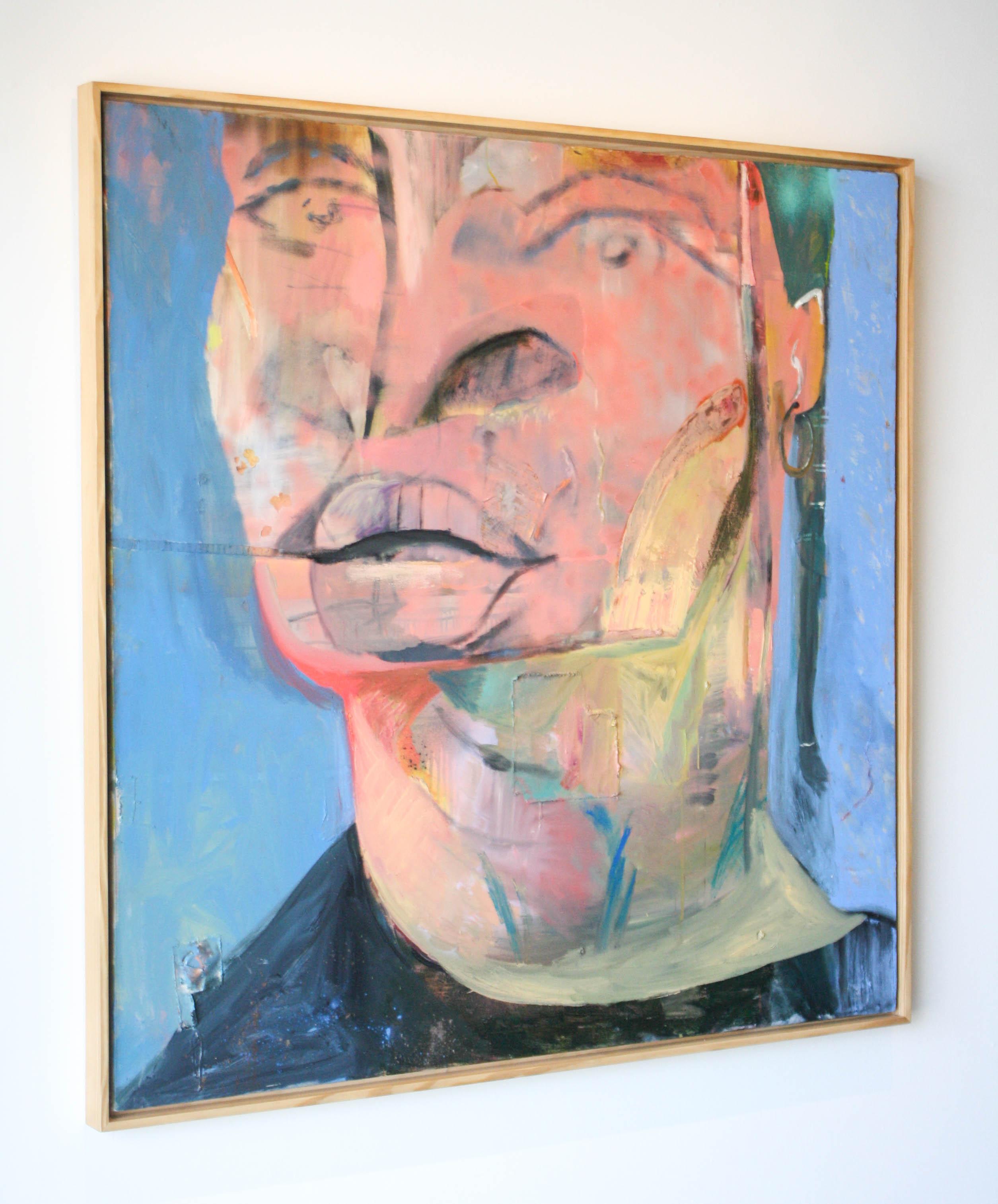 Feeling- Acrylic, Canvas, Charcoal, Fabric, Oil Crayon, Paint, Pigment, Portrait - Painting by John Paul Kesling