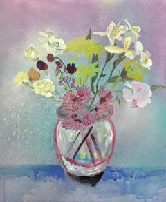 Fleur Du Jour: Part Deux- Acrylic Paint, Spray Paint, Canvas, Abstract, Flowers