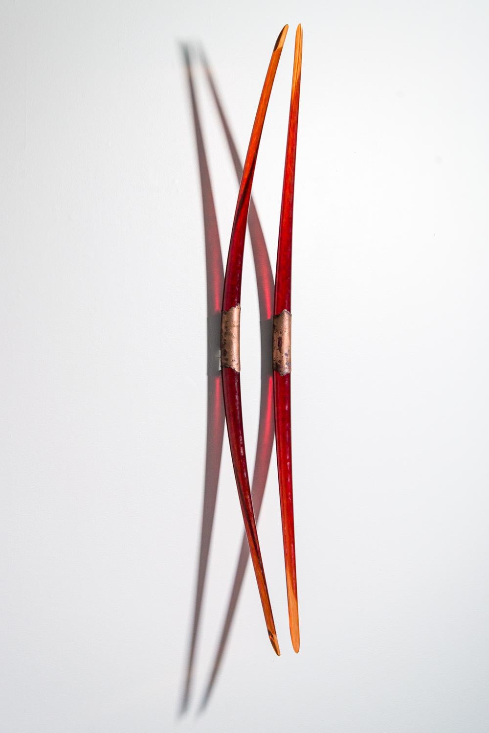 Dual Symmetry - translucent, red, glass, copper, abstract wall sculpture - Sculpture by John Paul Robinson