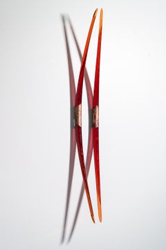 Dual Symmetry - translucent, red, glass, copper, abstract wall sculpture