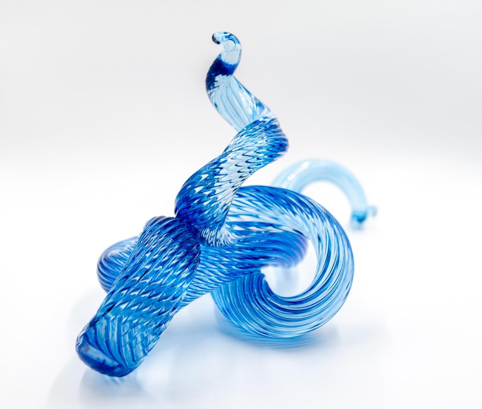 Surf Series H20 7 - translucent, blue, shaped solid glass, table top sculpture - Sculpture by John Paul Robinson