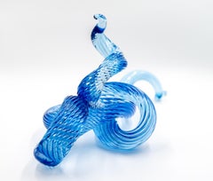 Surf Series H20 7 - translucent, blue, shaped solid glass, table top sculpture