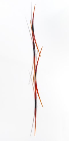 All Possible Paths Red - contemporary, solid glass, wall sculpture