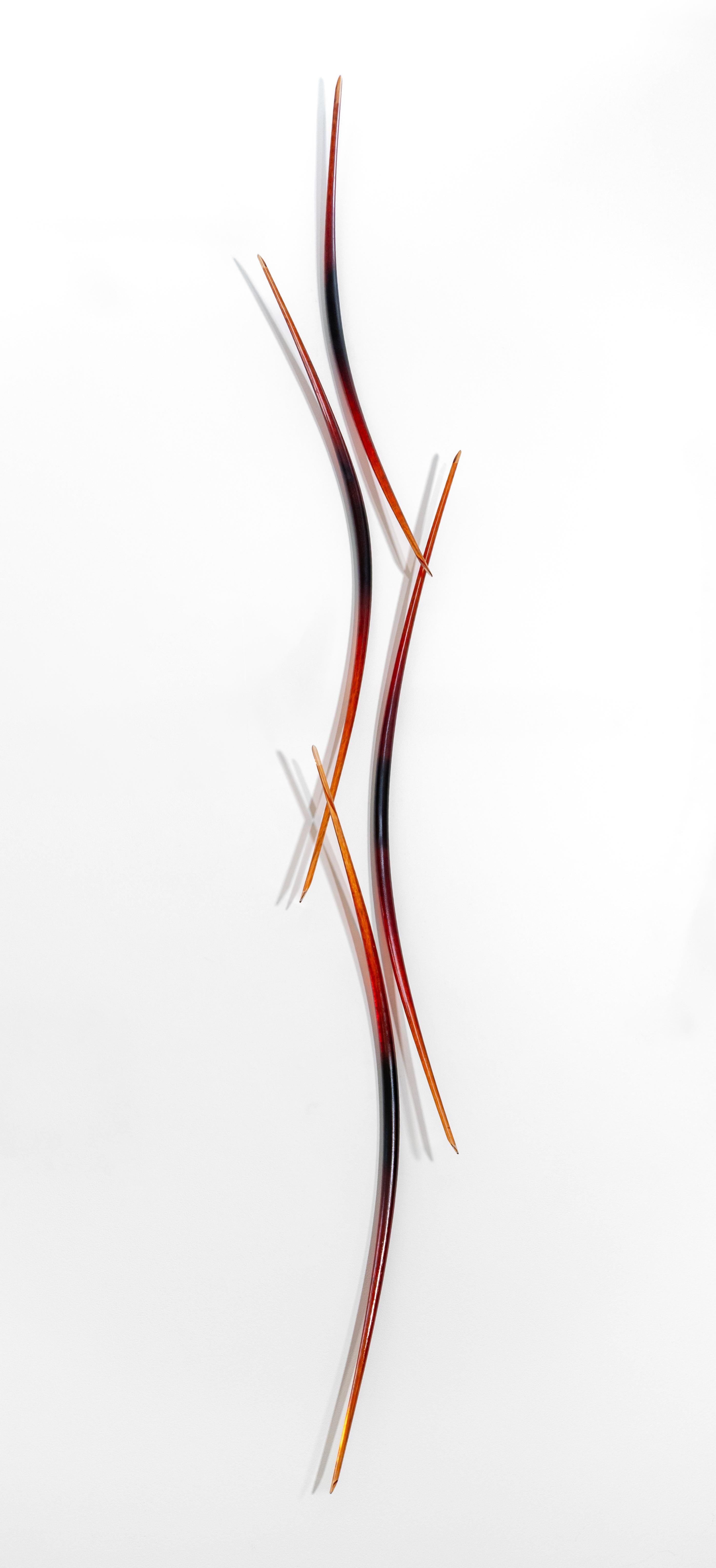 John Paul Robinson Abstract Sculpture - All Possible Paths Red - contemporary, solid glass, wall sculpture