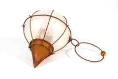 Amber Clock - contemporary, abstract, glass and metal tabletop sculpture