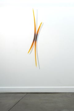 Entanglement A1 - Amber Glass Wall Sculpture, Abstract, Signed, 2010+