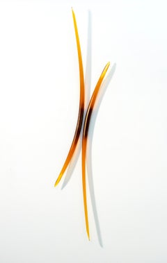 Entanglement A1 - Amber Glass Wall Sculpture, Abstract, Signed, 2010+