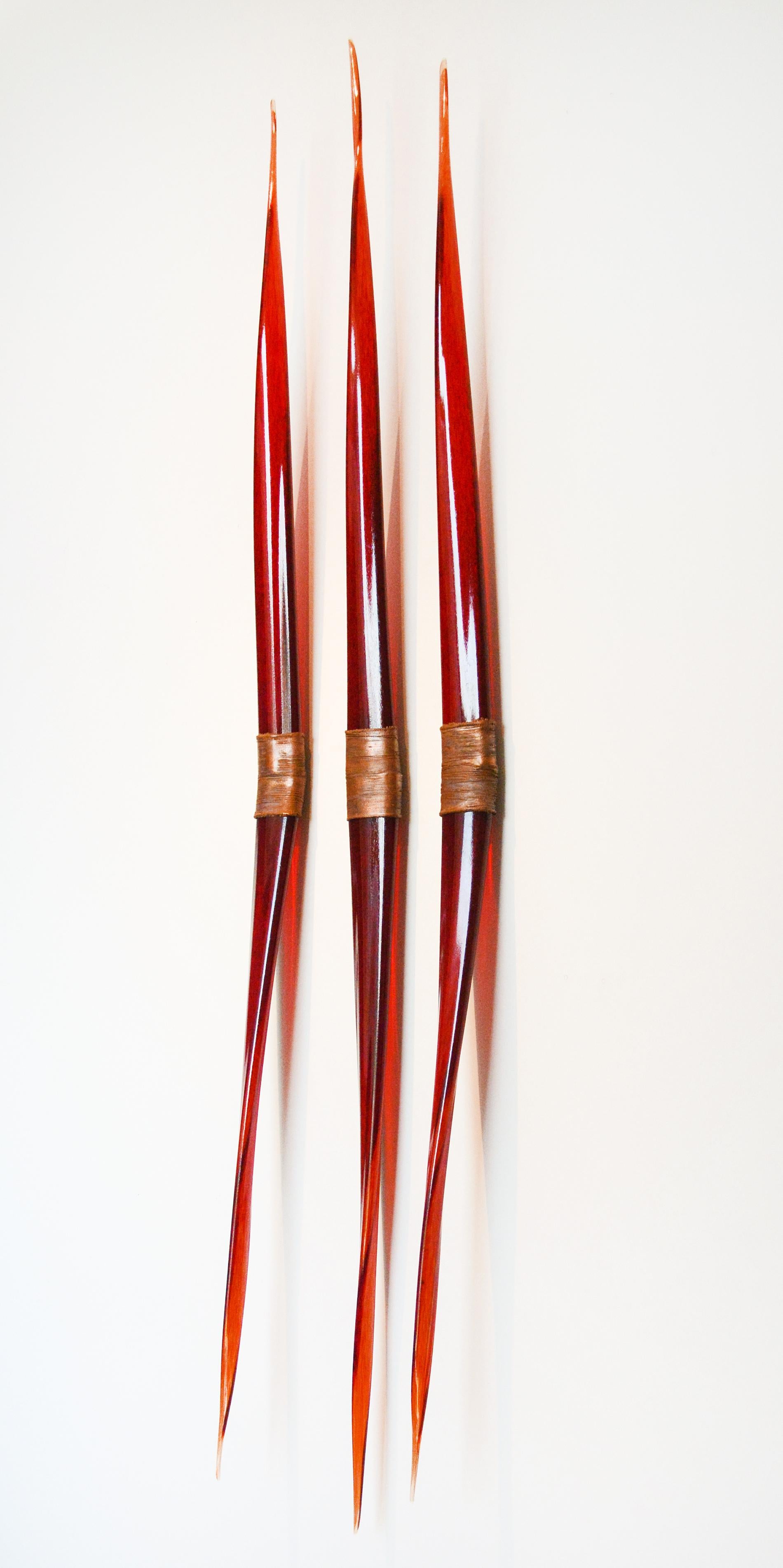 Flame Symmetry - red, glass, copper, translucent, abstract, wall sculpture - Sculpture by John Paul Robinson