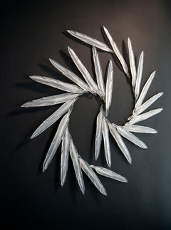 Home - large, translucent, feathers, representational, glass wall sculpture