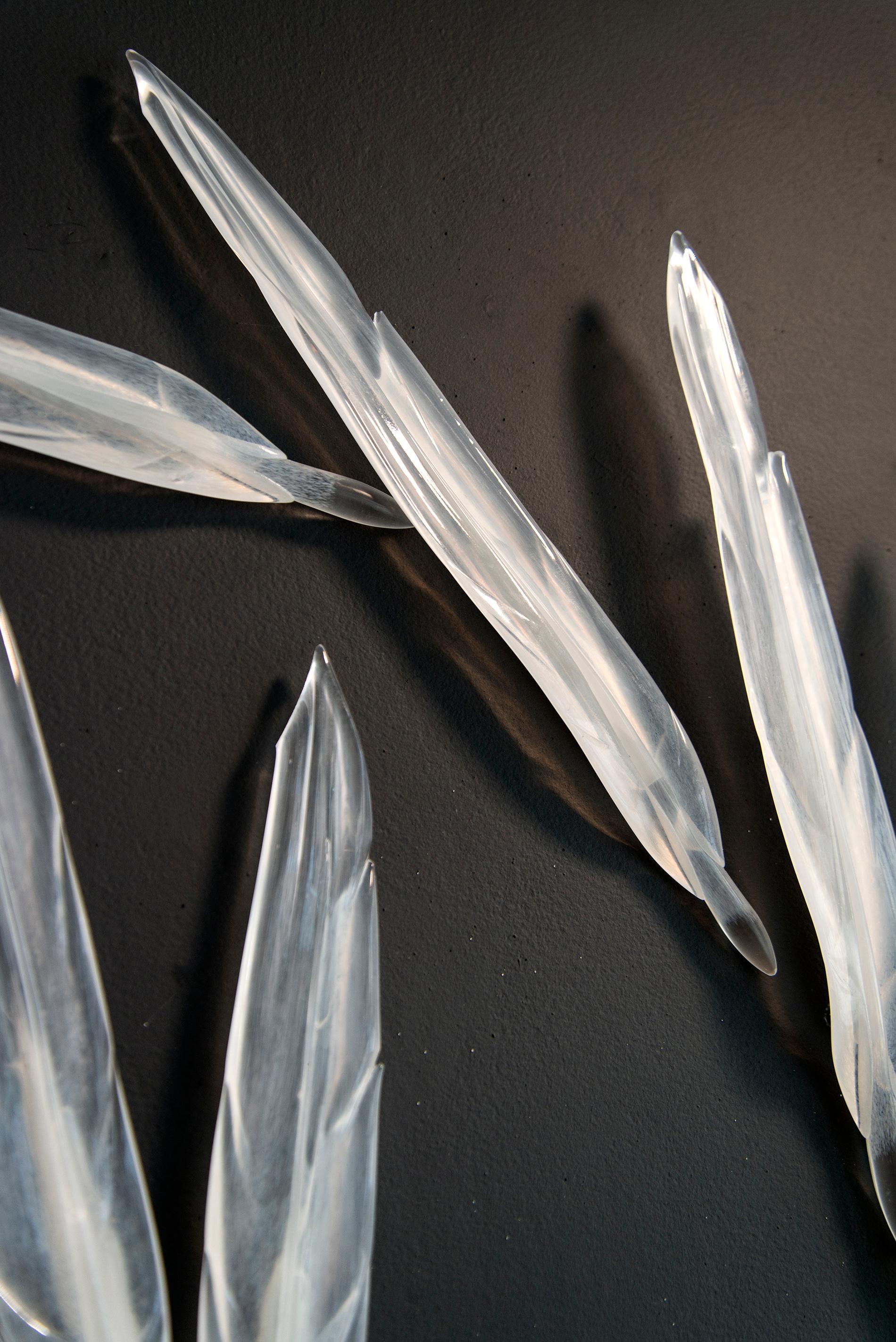 Home - large, translucent, feathers, representational, glass wall sculpture For Sale 1
