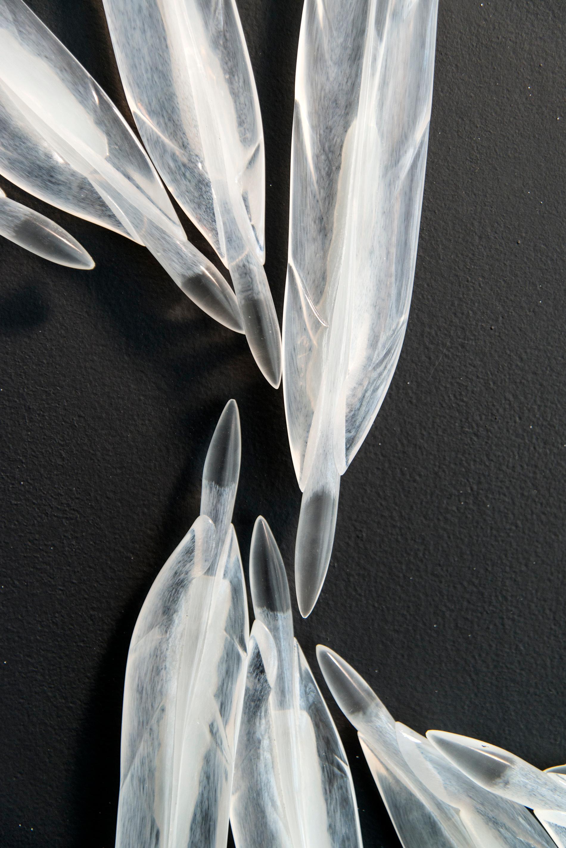 Home - large, translucent, feathers, representational, glass wall sculpture For Sale 3