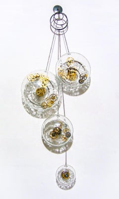 Bewegungen - elegante, mundgeblasenes Glas, Metall, abstrakte hängende Wandskulptur