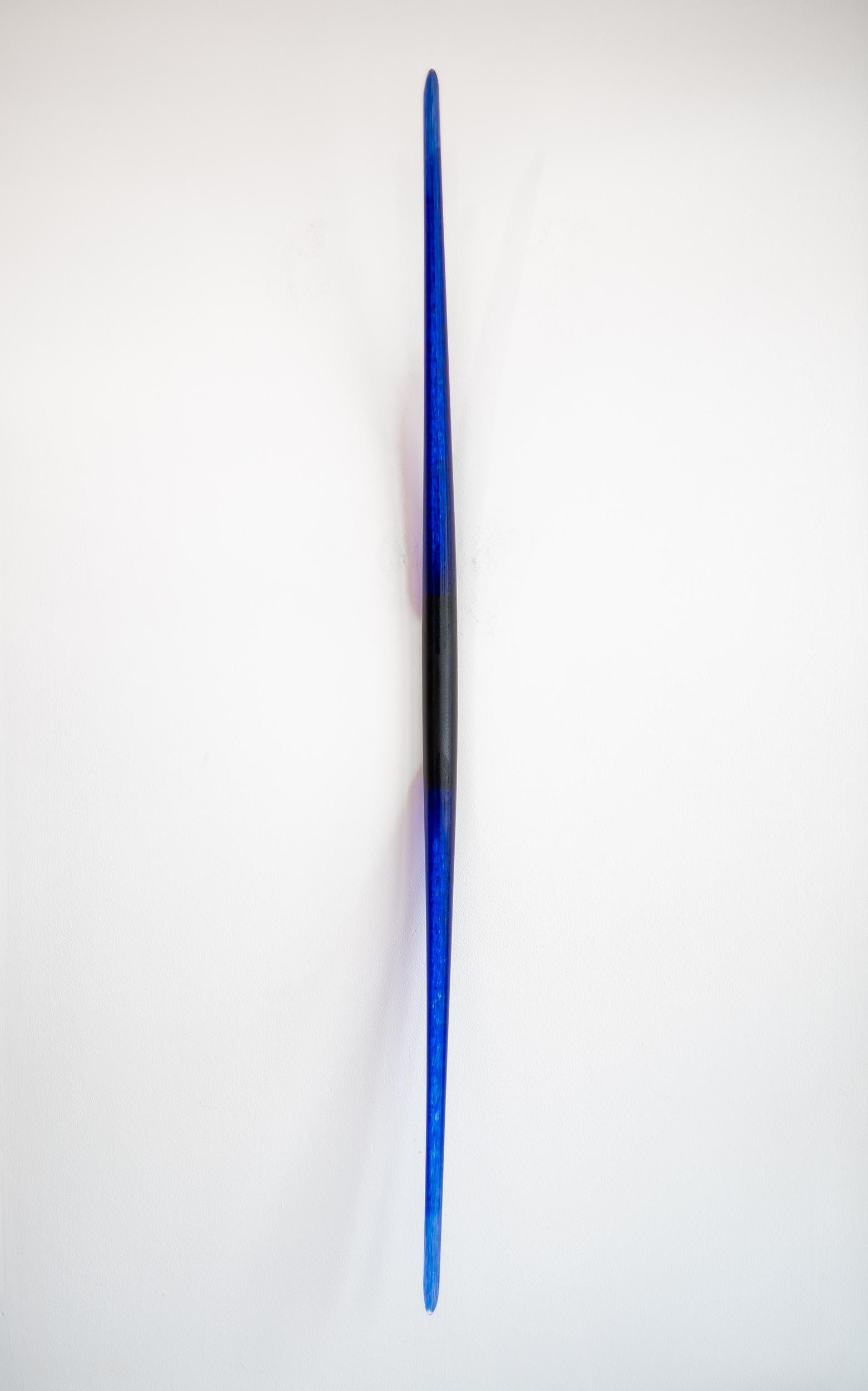 Abstract Sculpture John Paul Robinson - Night Transit - bleu, contemporain, verre massif, sculpture murale