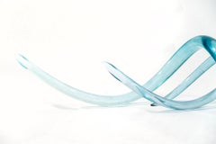 Our Beach - translucent, blue, contemporary, abstract, glass tabletop sculpture