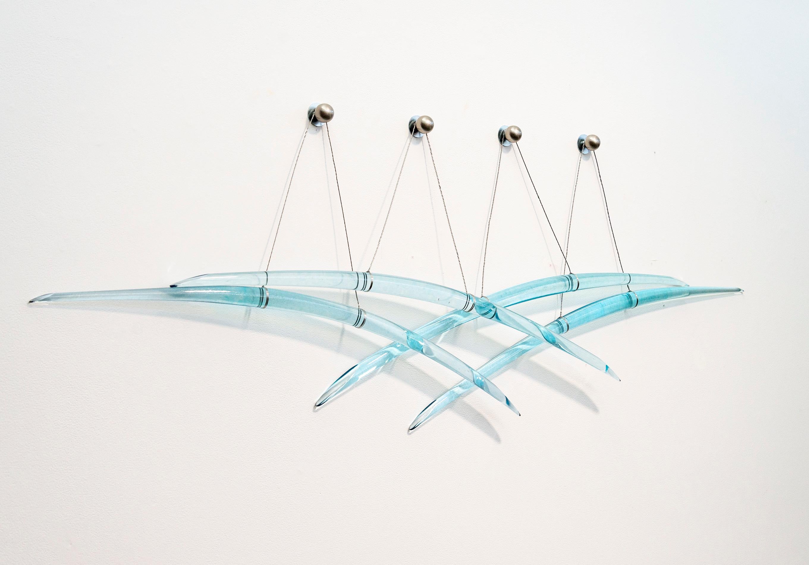 Probability B4 - blau, abstrakt, zeitgenössisch, Glas und Stahl, Wandskulptur (Zeitgenössisch), Sculpture, von John Paul Robinson