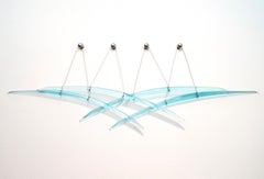 Probability B4 - bleu, abstrait, contemporain, verre et acier, sculpture murale