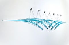 Probability Blue 3 - Skulptur, Glas und Stahl