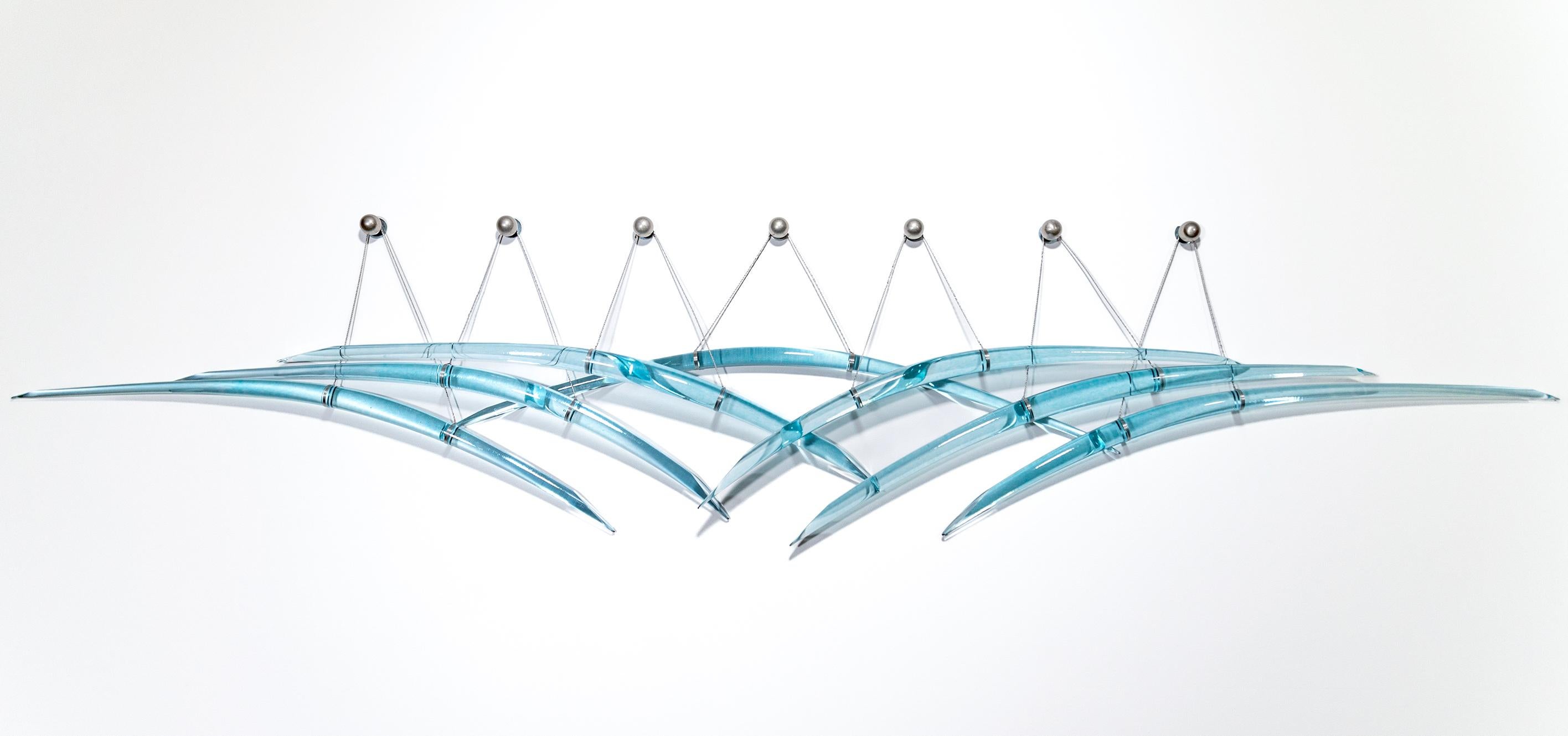 Probability Blue 3 - sculpture, glass and steel