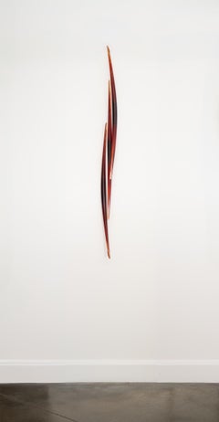 Turned Symmetry - amber, contemporary, solid glass, wall sculpture