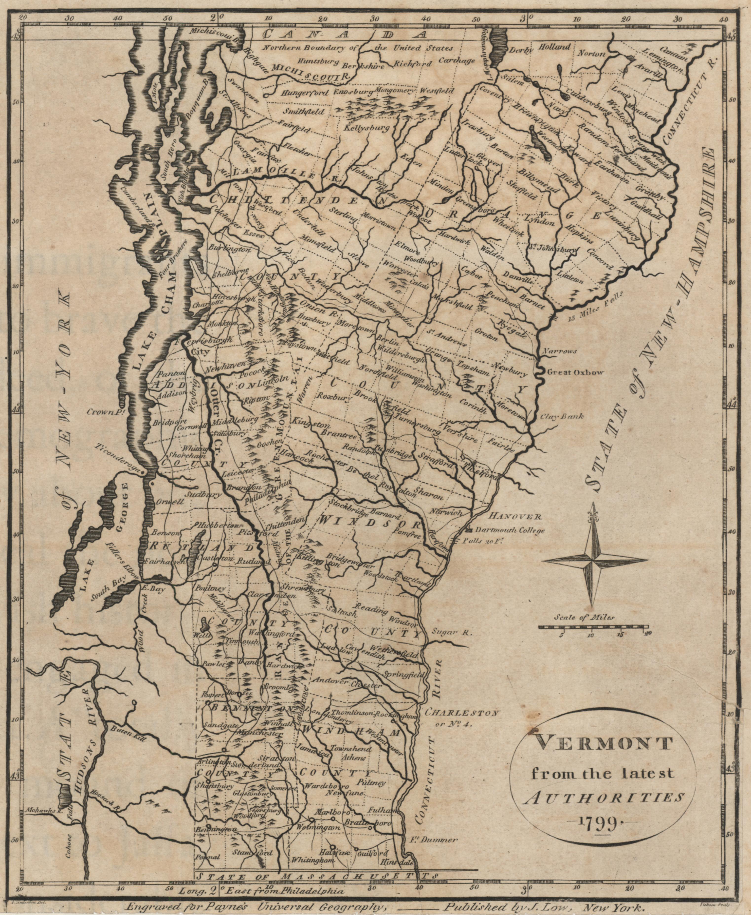 Vermont from the latest Authorities. 1799.  - Print by John Payne