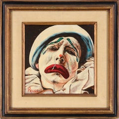 Crying Clown Portrait in Oil on Canvas