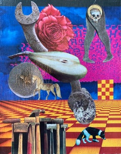 Abstrakte Papiercollage „Die Birne, die Rose, die Wrench“ von John Peters, 2005