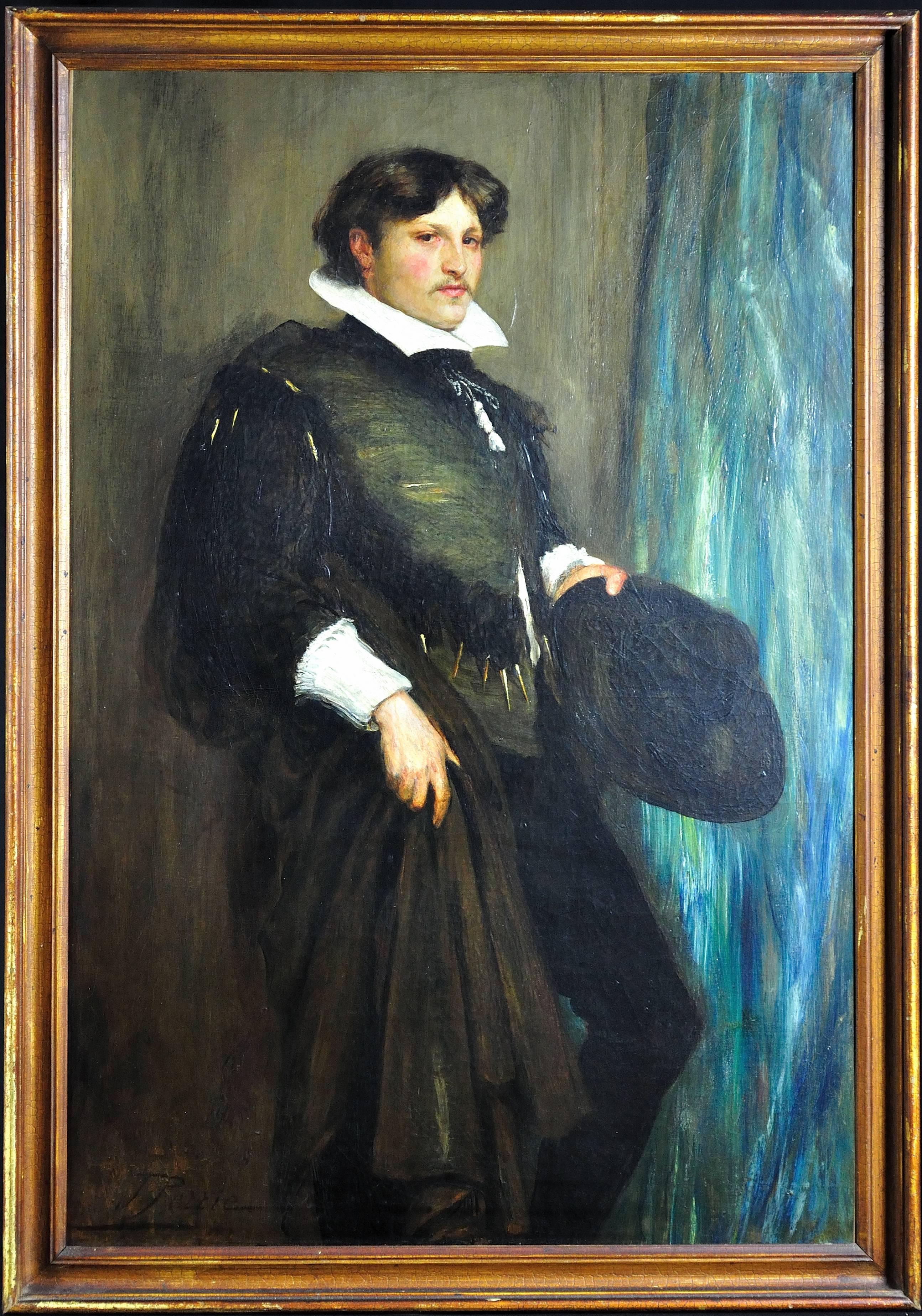 John Pettie Portrait Painting - 1887 Portrait Smith Taylor Whitehead Esq. in Theatrical 16th Century Costume.