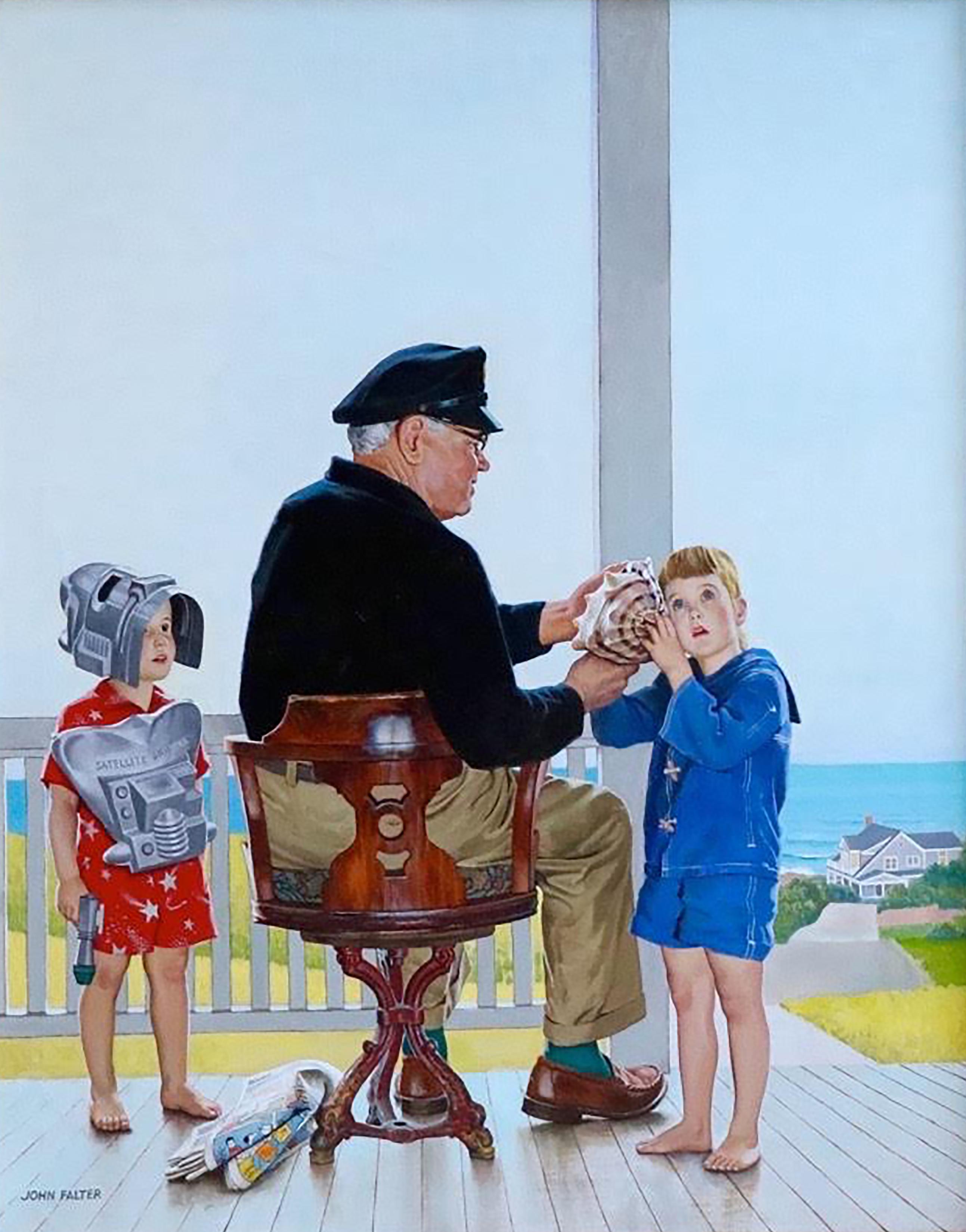 John Philip Falter Figurative Painting - Summer by the Sea, Saturday Evening Post Cover, 1956