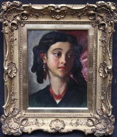 La Senorita - Scottish art Victorian genre portrait oil painting of young woman