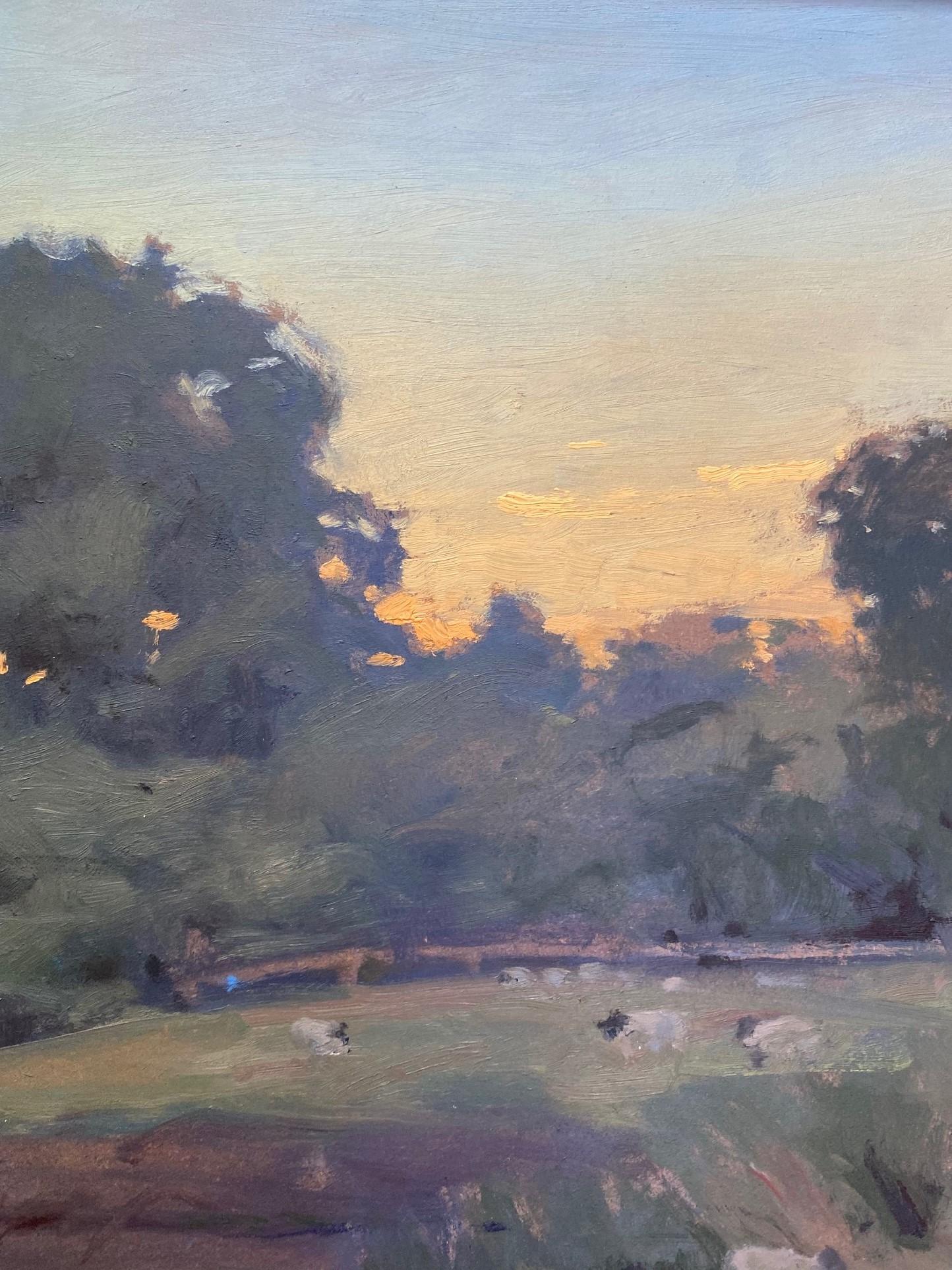 Serate nelle Cotswolds, paesaggio originale di English Impressionist - Painting Impressionismo di John Phillip Osborne