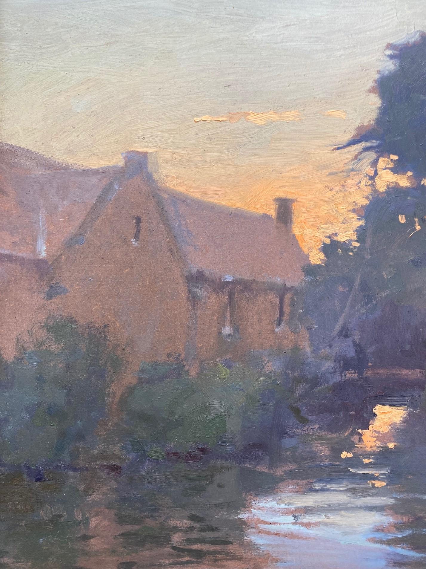 Abendabende in den Cotswolds, original impressionistische englische Landschaft (Grau), Landscape Painting, von John Phillip Osborne
