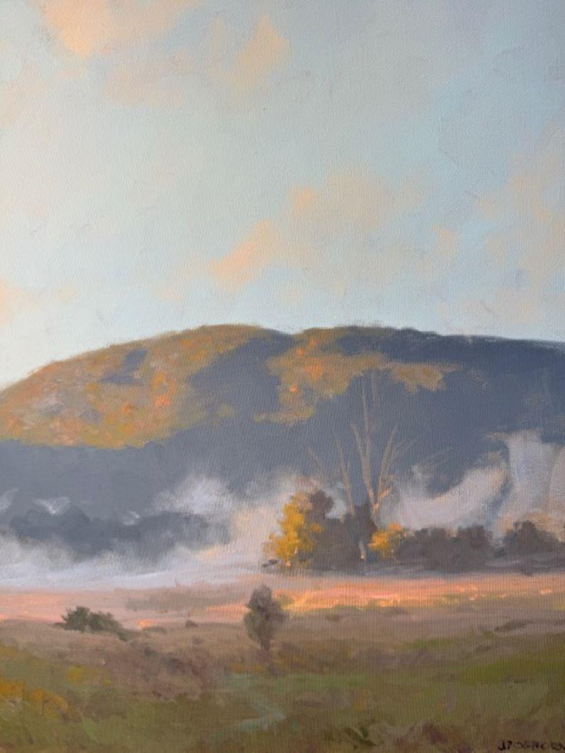 Harbinger to Fall, paesaggio impressionista originale della Scuola del Fiume Hudson 28x36 - Landscape Painting Marrone di John Phillip Osborne