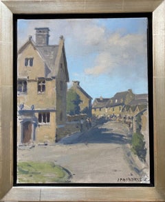 Street in the Cotswolds, England, original impressionist landscape