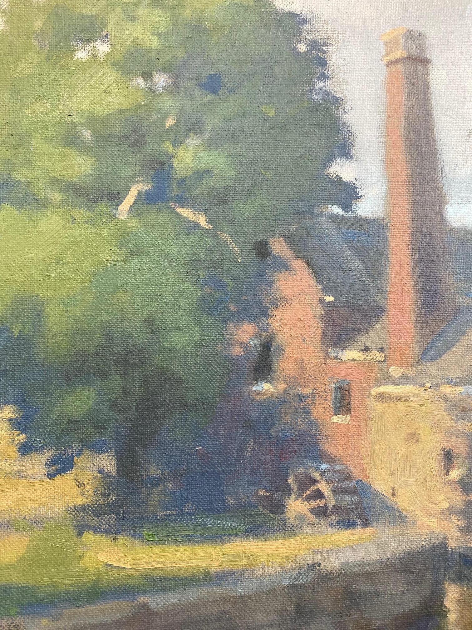 « The Mill, First Slaughter », paysage anglais impressionniste original - Impressionnisme Painting par John Phillip Osborne