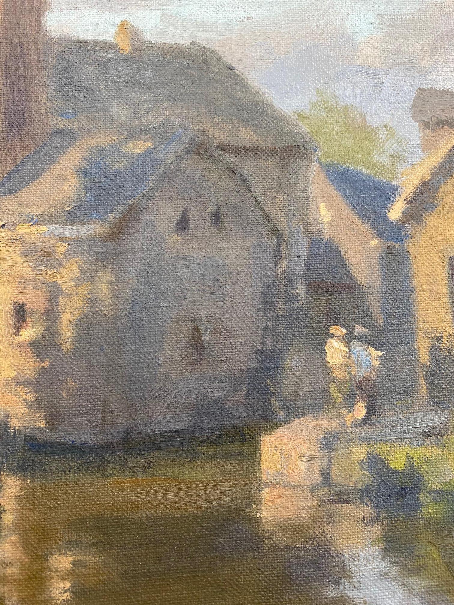 « The Mill, First Slaughter », paysage anglais impressionniste original - Marron Figurative Painting par John Phillip Osborne