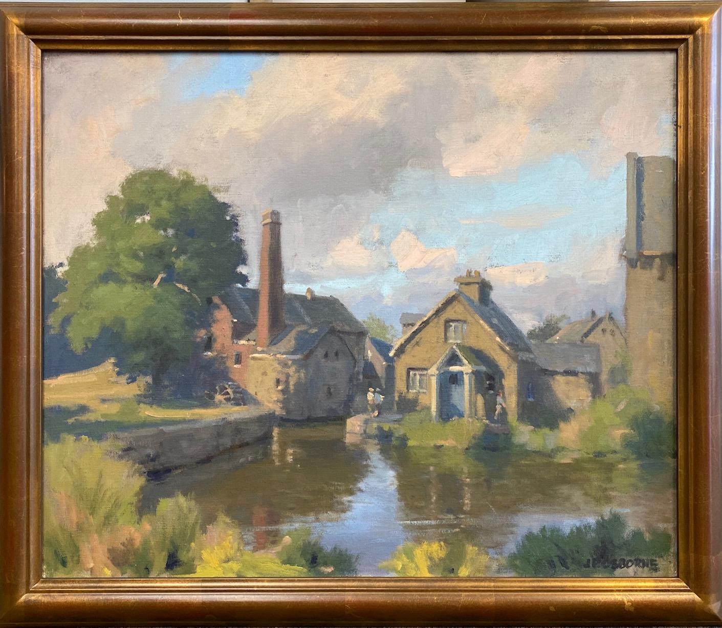 Figurative Painting John Phillip Osborne - « The Mill, First Slaughter », paysage anglais impressionniste original