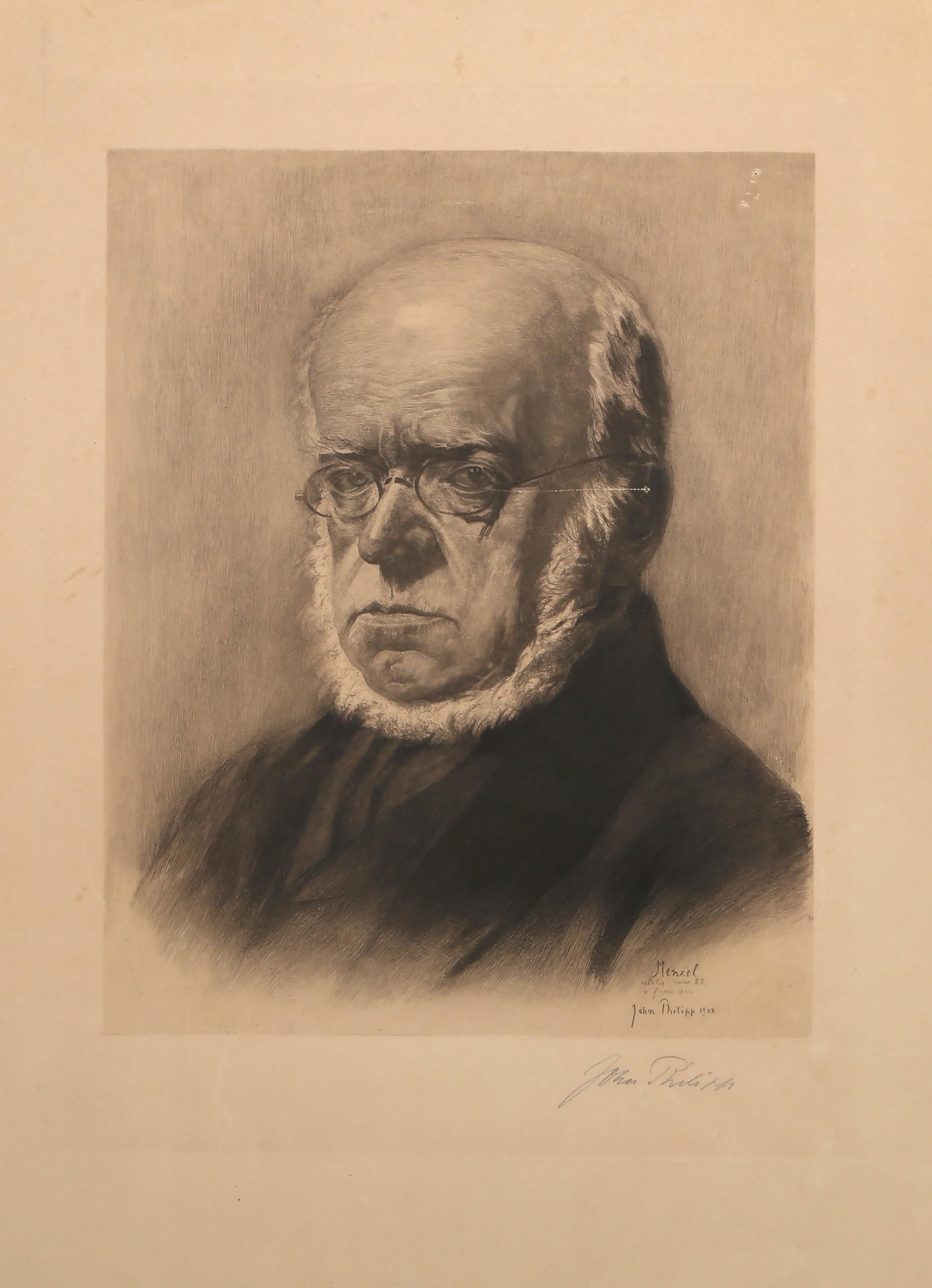 Adolph Menzel, Moderne Radierung von John Phillips im Angebot 2