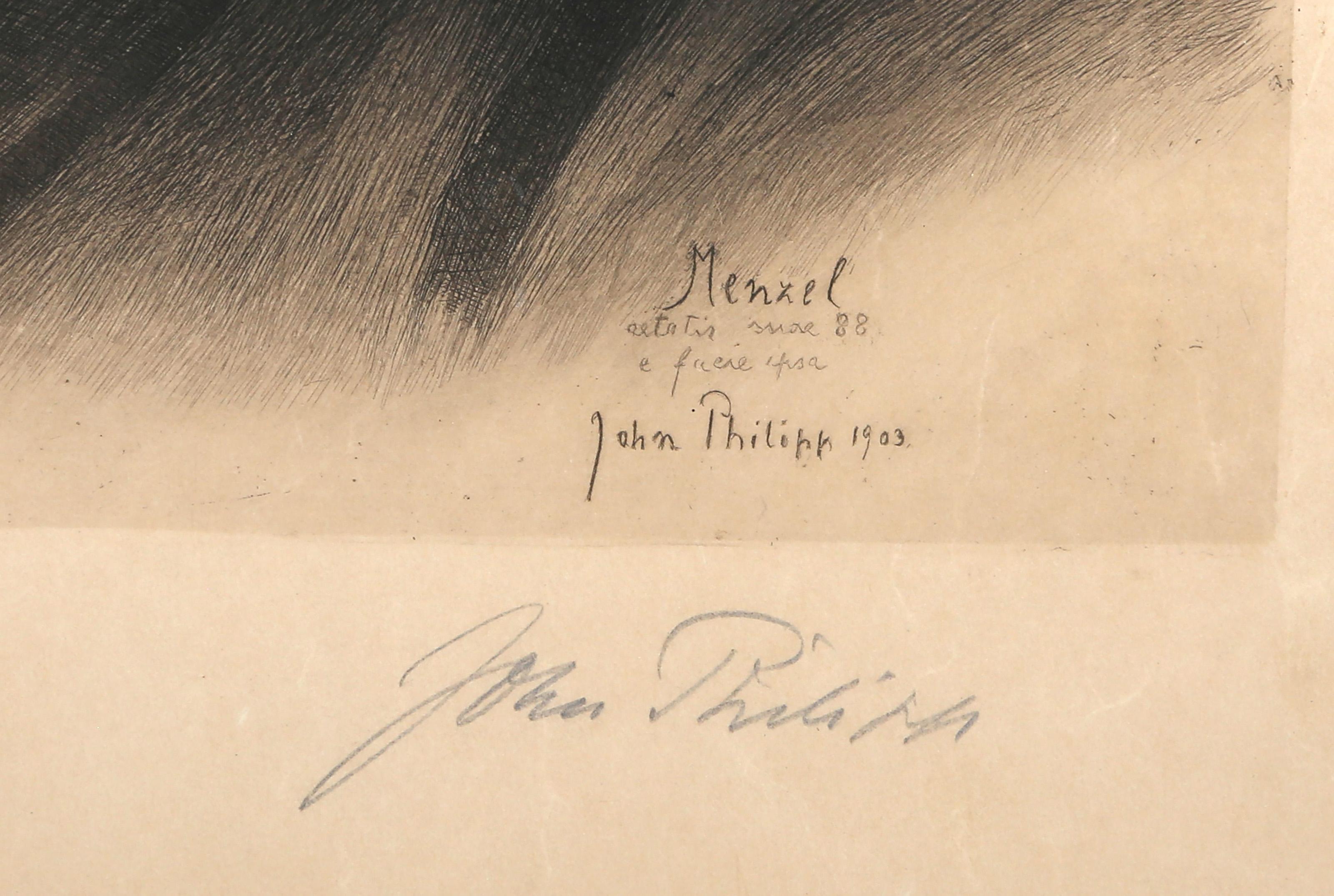 Adolph Menzel, Moderne Radierung von John Phillips im Angebot 3