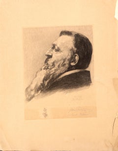 Auguste Rodin, gravure de portrait impressionniste de John Phillip