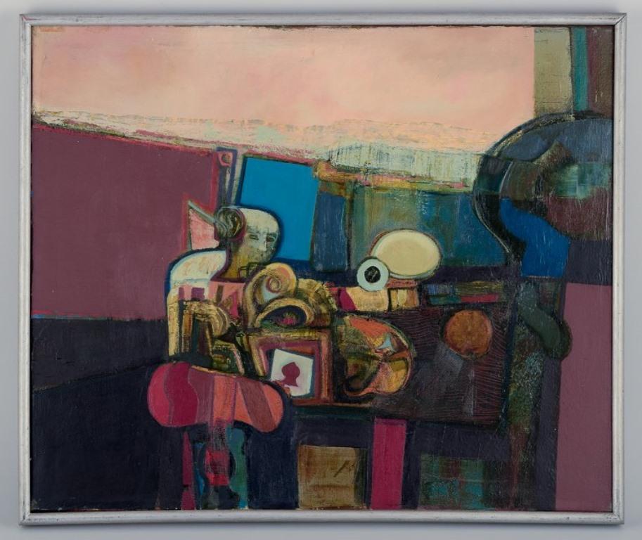 John Picking (geb. 1939, Wigan), englischer Maler.
Öl auf Leinwand. 
Abstrakte Komposition mit einer männlichen Büste.
Perfekter Zustand.
Datiert 1965.
Abmessungen: 60,0 cm x 50,0 cm.
Gesamtabmessungen: 62,5 cm x 52,5 cm.
Preisbeispiel: Ein