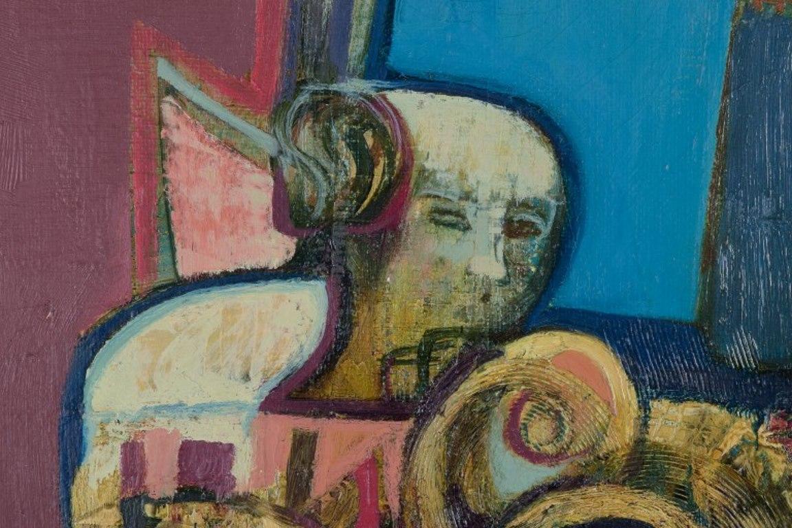 John Picking. Öl auf Leinwand. Abstrakte Komposition mit einer männlichen Büste. im Zustand „Hervorragend“ im Angebot in København, Copenhagen