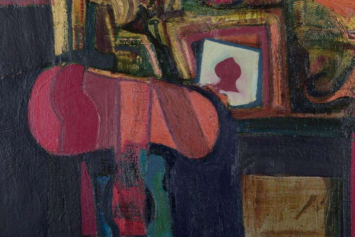 John Picking. Öl auf Leinwand. Abstrakte Komposition mit einer männlichen Büste. (Mitte des 20. Jahrhunderts) im Angebot