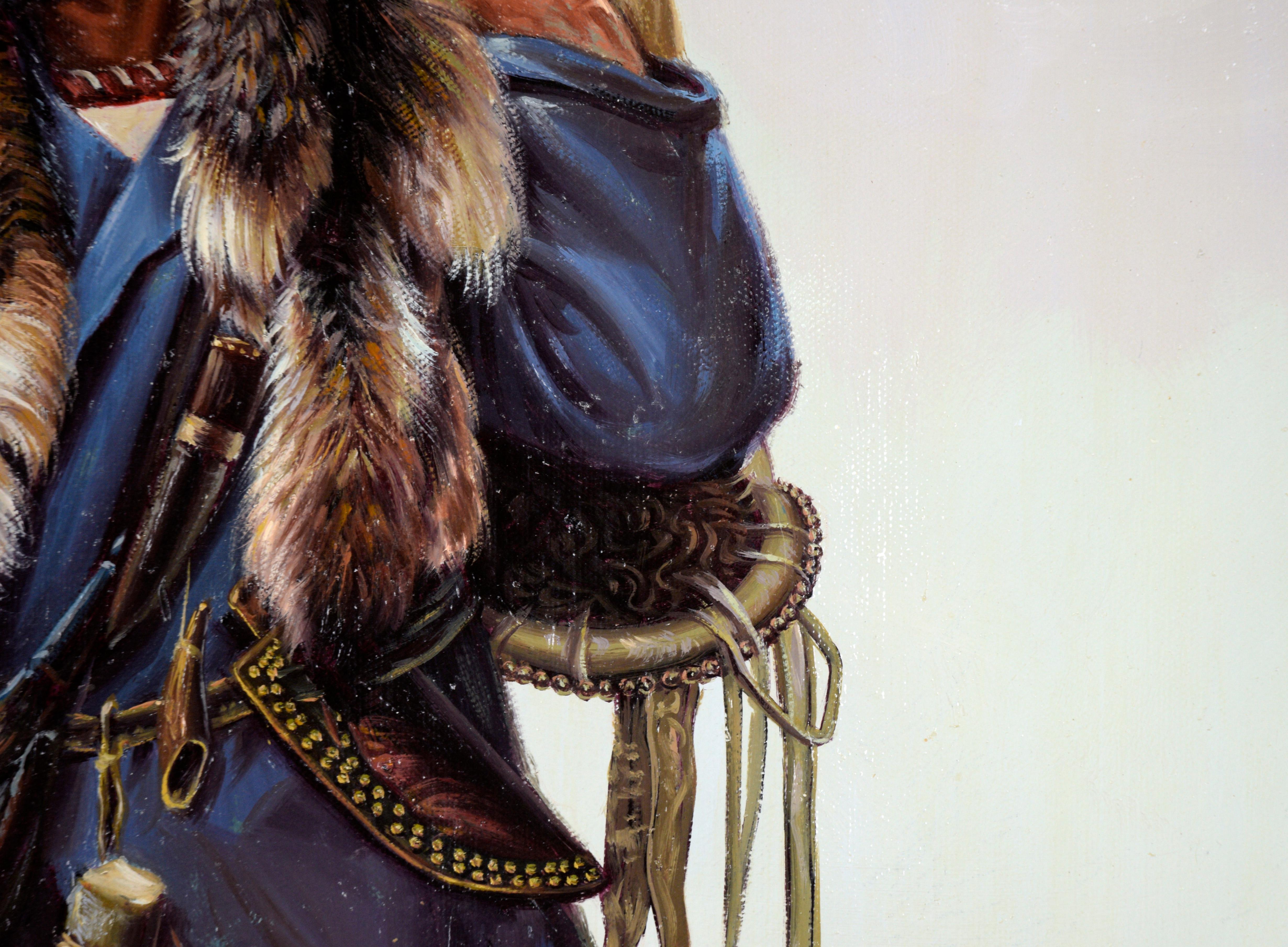 Fur Trapper in Winter – Porträt in Öl auf Leinwand (Romantik), Painting, von John Pieron