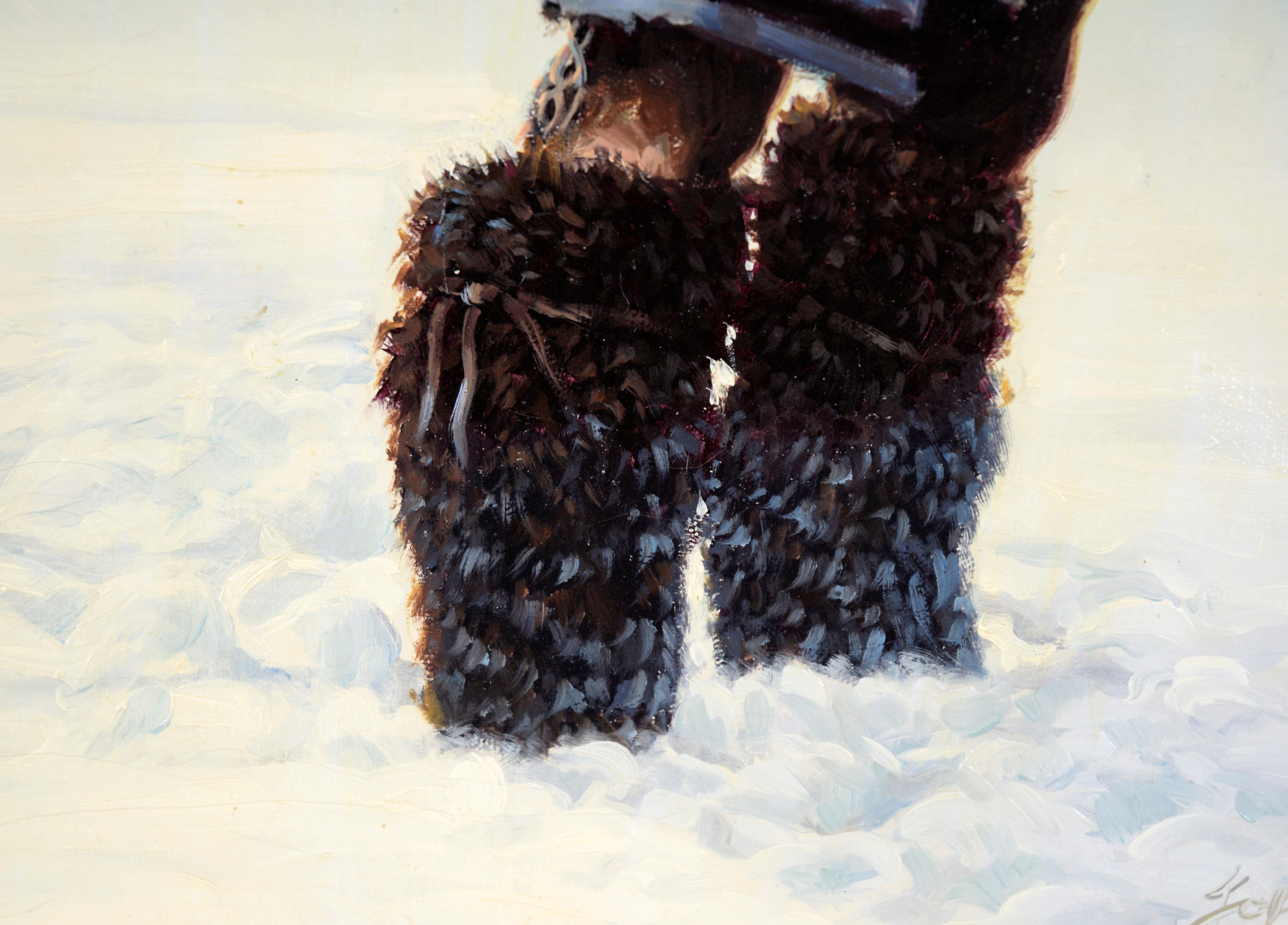 Fur Trapper in Winter – Porträt in Öl auf Leinwand im Angebot 2