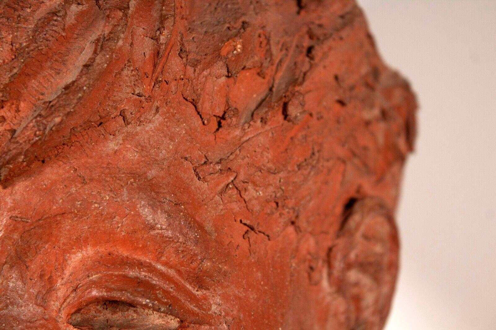 John Piet Signed Modern Terracotta Ceramic Life Size Bust Handmade Sculpture 5