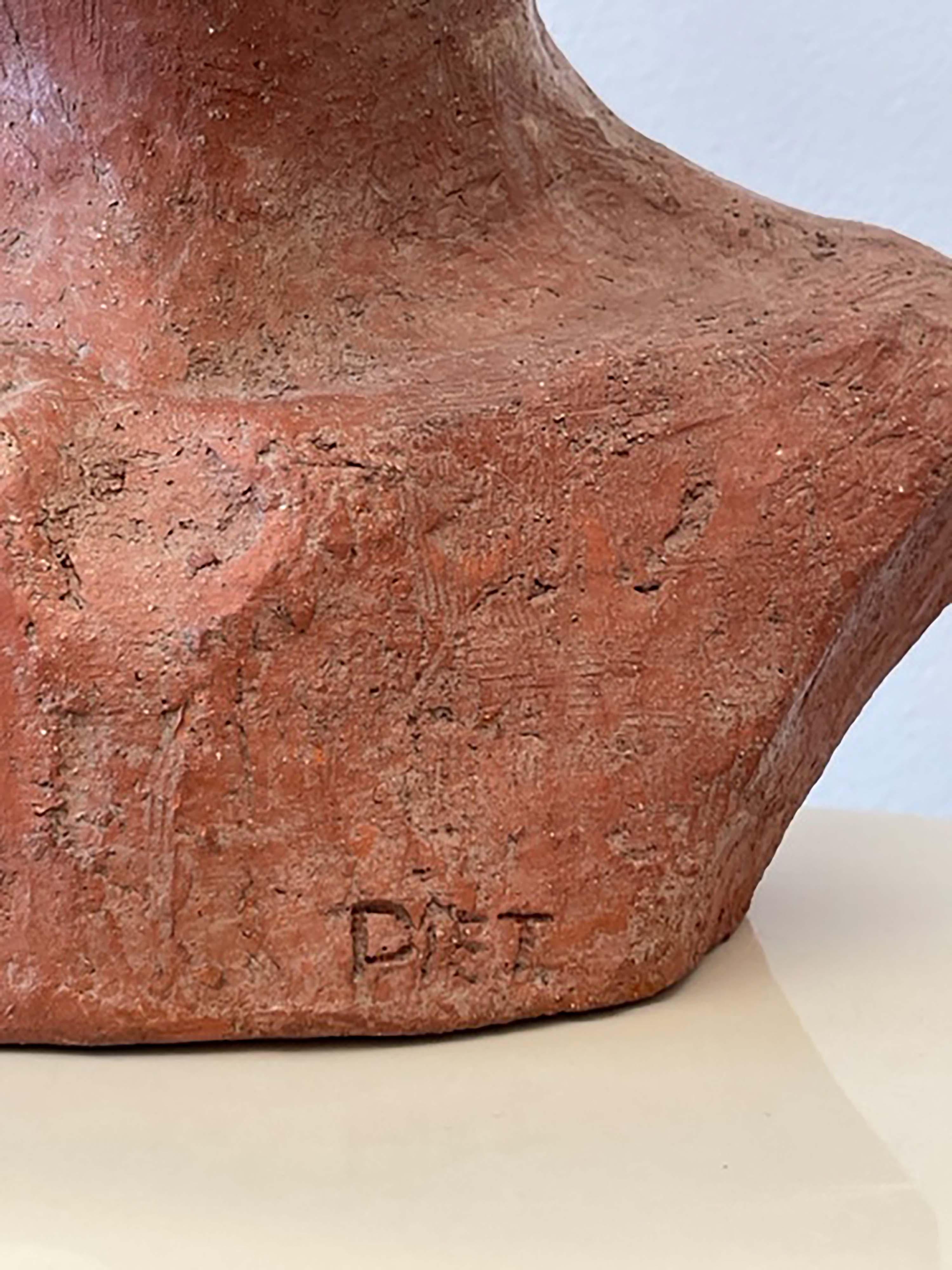 John Piet Signed Modern Terracotta Ceramic Life Size Bust Handmade Sculpture 6