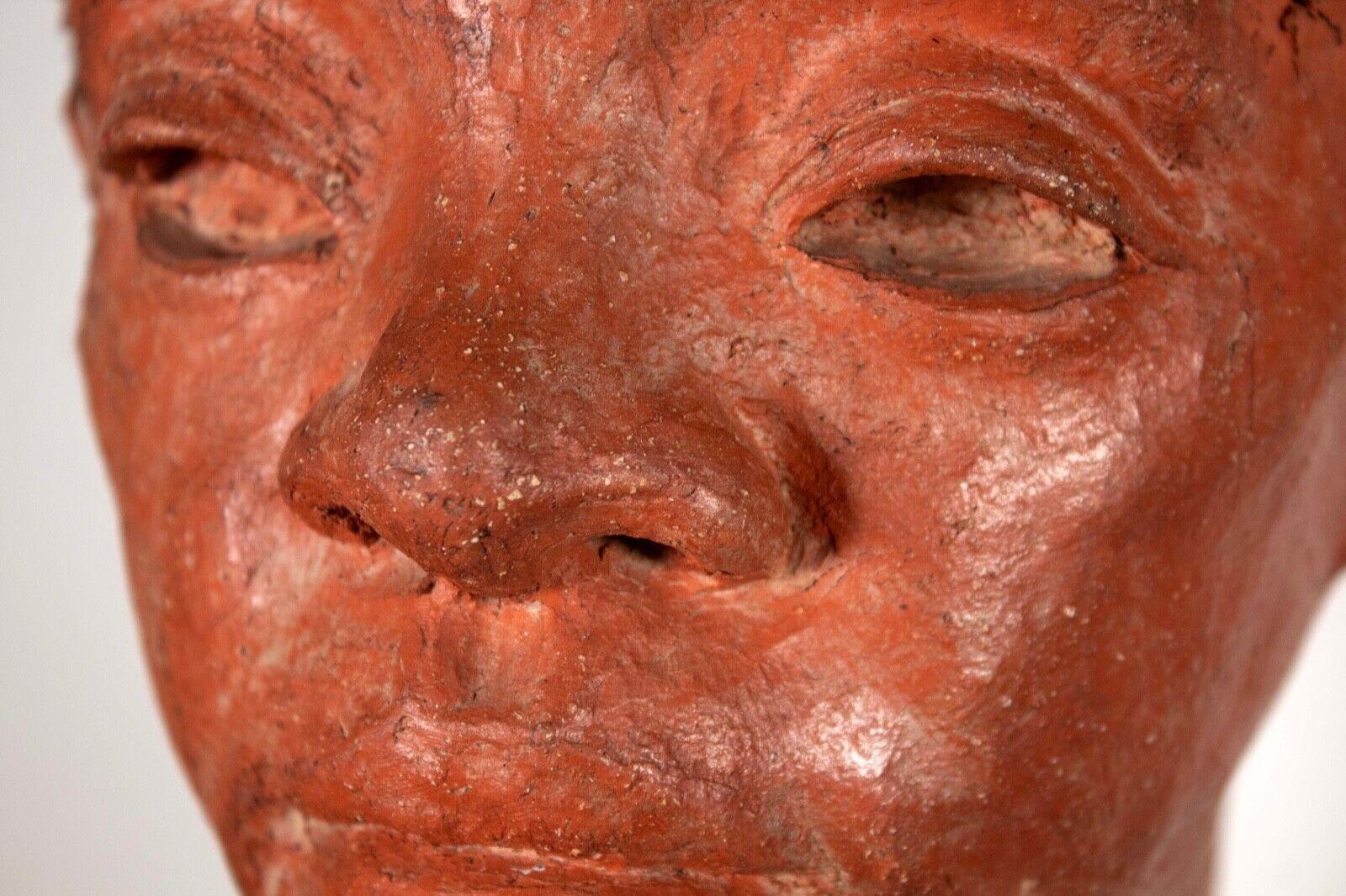 John Piet Signed Modern Terracotta Ceramic Life Size Bust Handmade Sculpture 2